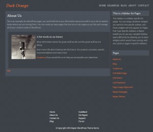 About Us page example with "Dark Orange" Style